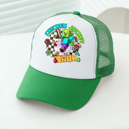 Baseballové čiapky s sieťovinou s motívmi z hry Minecraft, kreslené postavičky, pre dospelých a deti, športové čiapky, pre chlapcov a dievčatá, letné vonkajšie čiapky s klobúkom proti slnku, darček