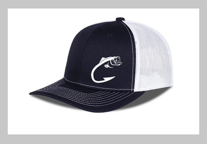 Trucker-Cap mit Bass-Fischhaken-Print, verstellbar, Unisex, Mesh, für Angelfans, Sonnenhut