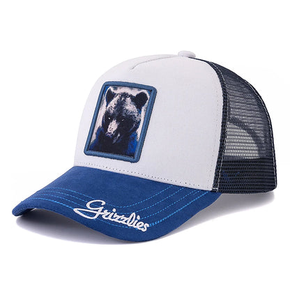 Unisex Mesh Cap Lion Pattern Patch Design Suede Hat Women And Men Summer Animal Baseball Cap Fashion Trucker Hat