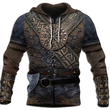2023 New Autumn Men's Hoodie Wolf Print 3D Sweatshirts Urban Trendy All-Match Oversized Tops Poleron Hooded Clothes Men Clothing