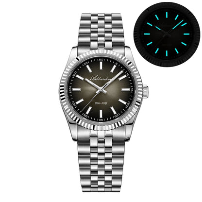 Reloj para hombre ADDIESDIVE AD2073, cristal de zafiro, 36mm, VH31, esfera sunburst, cuarzo, 10Bar, impermeable para buceo, luminoso