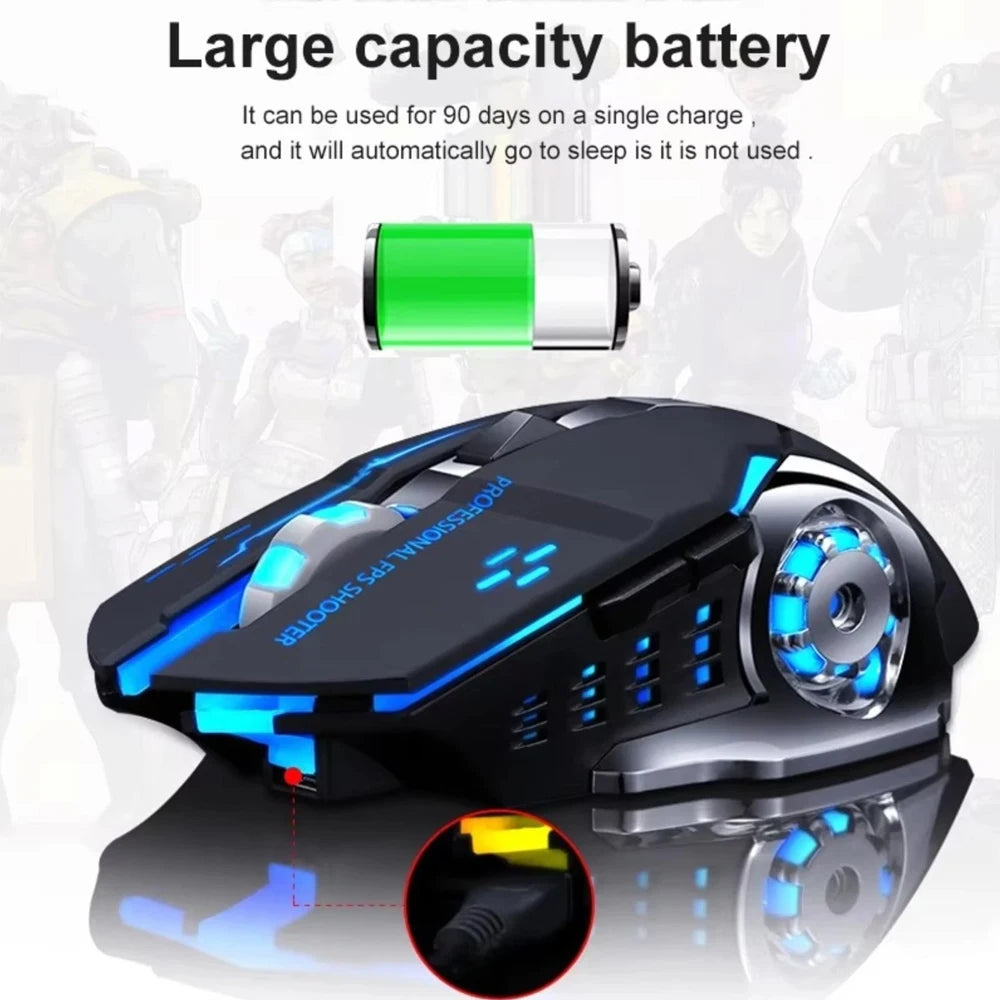 EMTRA Bluetooth Wireless Mouse 2.4G USB Mechanische Maus mit Hintergrundbeleuchtung, leise, wiederaufladbare Gaming-Maus, Laptop- und Computerzubehör
