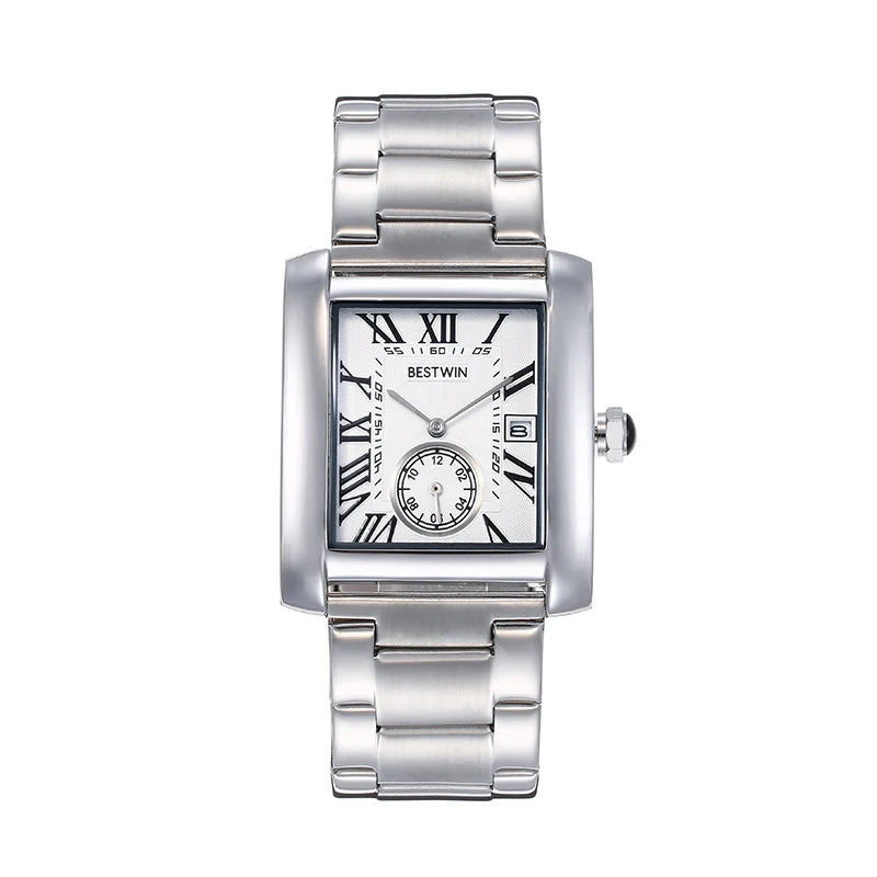 Luxury Men's Watch Men's Gold White Roman Digital Quartz Watch Metal Strap Rectangle Classic Brand Watch Business Men's Clock