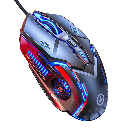 Ratón gaming con cable G5, retroiluminación colorida, 6 botones, ratón silencioso de 4 velocidades, 3200 DPI, ratón gaming RGB para ordenador portátil
