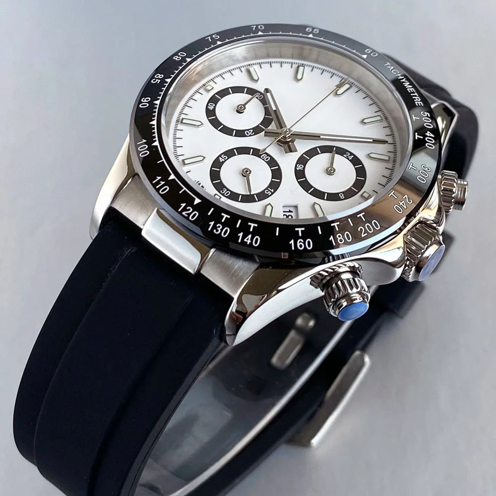 Reloj de lujo para hombre VK63 con movimiento de cuarzo, cronógrafo de negocios, 39mm, acero/oro rosa, fecha, esfera luminosa y cronógrafo completo