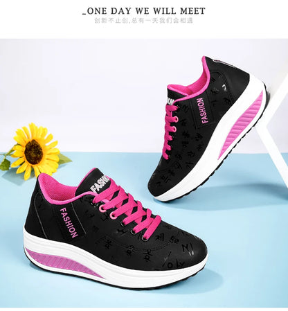 Women Outdoor Thick Bottom Swinging Casual Shoes Fashion Platform Large 42 Flat Bottom Walking Sports Shoes Walking and Running