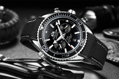 PAULAREIS P Relógio mecânico automático de luxo para homem com corda automática, bracelete em borracha, impermeável, luminoso, com data, relógio de moda masculino