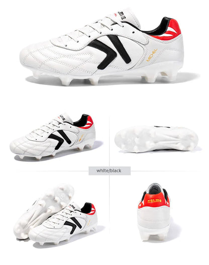 KELME FG Soccer Shoes Original Cow-Skin Sneakers Men Professional Grass Non-Slip Sports Training Football Boots ZX80011018