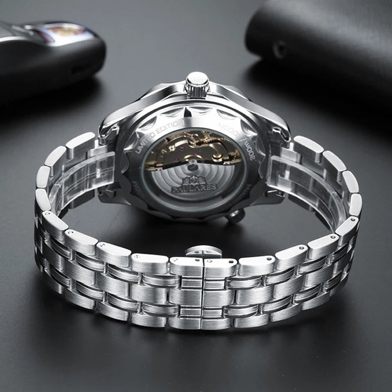 Luxury Automatic Watch for Men Stainless Steel Waterproof Calendar Mechanical Watches Fashion Casual Mens Watches Reloj Hombre