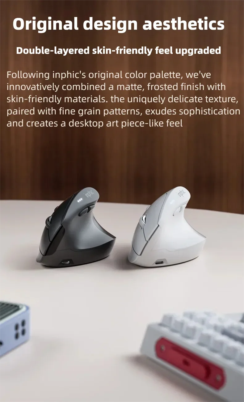 Mouse wireless verticale Inphic X9 PRO, ricarica rapida Type-C, ergonomico e silenzioso, mouse da ufficio per laptop, PC, computer e gaming