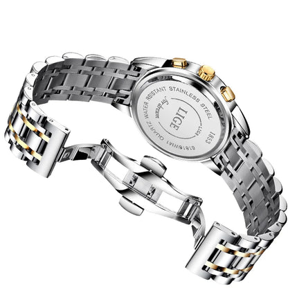 Pánske hodinky LIGE – luxusný chronograf, ležérny športový štýl, vodotesné, celokovové, quartzový strojček