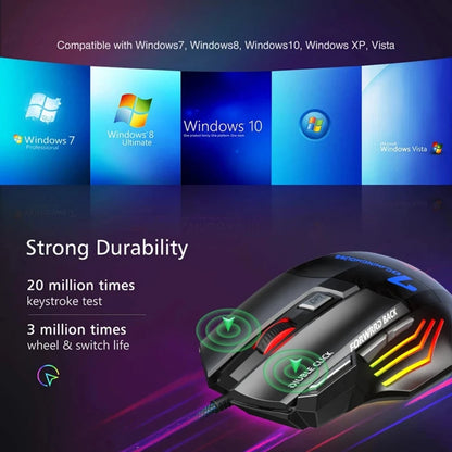 Mouse da gaming cablato per gamer, mouse per computer ergonomico con retroilluminazione RGB silenziosa, LED, 7 pulsanti, USB, per PC desktop