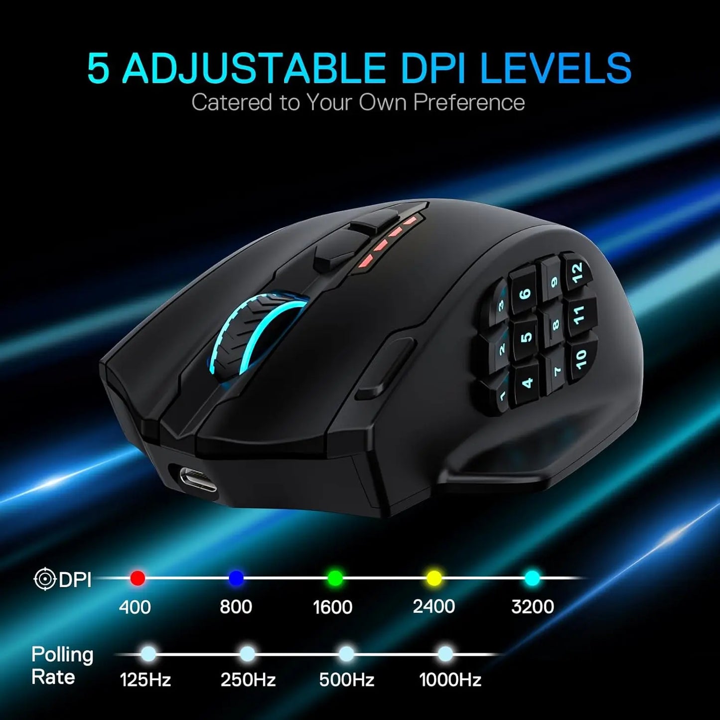 Redragon M913 MAX Ασύρματο οπτικό ποντίκι gaming MMO 26000 DPI με 16 προγραμματιζόμενα κουμπιά