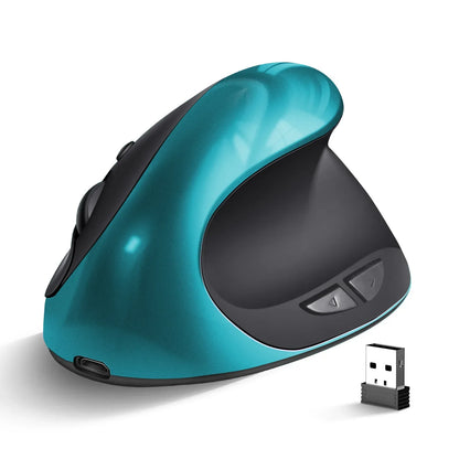 BTS-908 Najbolje prodajana polnilna navpična ergonomska brezžična miška z 2.4G USB sprejemnikom, nastavljivo ločljivostjo 1600 DPI in 6 gumbi