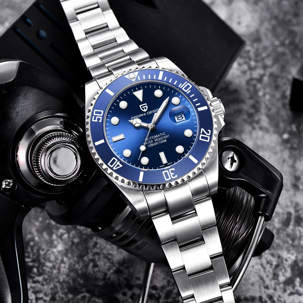 New PAGANI DESIGN Diving Automatic Mechanical Watch Luxury Sports Waterproof Watch Stainless Steel Sapphire Luminous Watch for Men