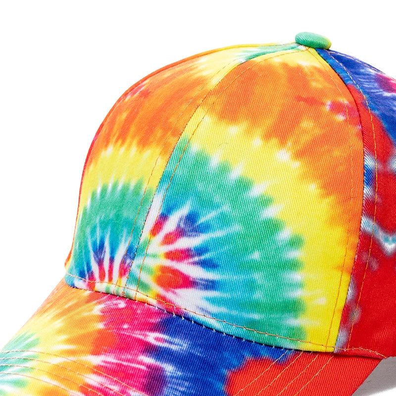 New Outdoor Casual Tie Dye Caps For Women Rainbow Colorful Baseball Cap Female Fashion Streetwear Summer Hat