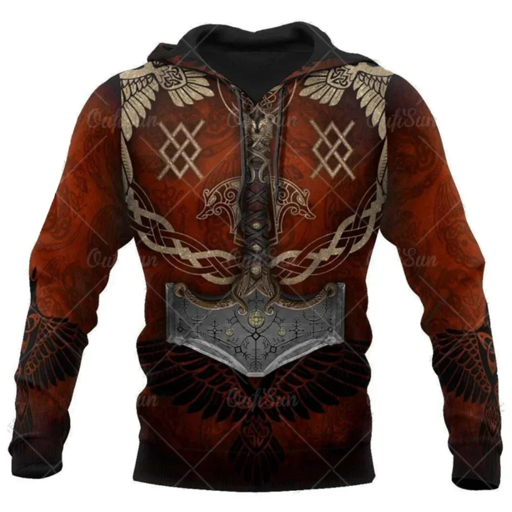 2023 New Autumn Men's Hoodie Wolf Print 3D Sweatshirts Urban Trendy All-Match Oversized Tops Poleron Hooded Clothes Men Clothing