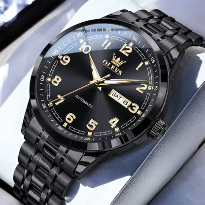 OLEVS Original Men's Fully Automatic Mechanical Watch Stainless Steel Calendar Week Men's Luminous Waterproof Business Watch