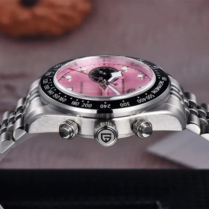 PAGANI DESIGN Men Watches 2026 New Pink BB Panda Dial Chronograph Fashion Luxury Quartz Watch For Men VK64 Movt Waterproof Watch