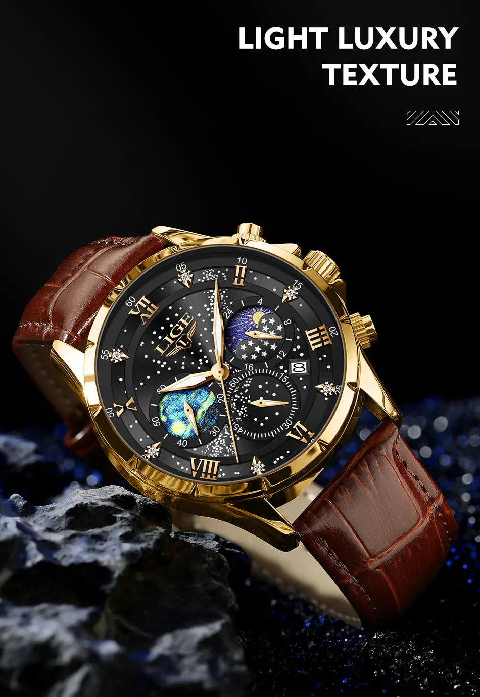 New LIGE Watches Mens Top Brand Luxury Casual Leather Quartz Men's Watch Business Clock Male Sports Waterproof Date Chronograph
