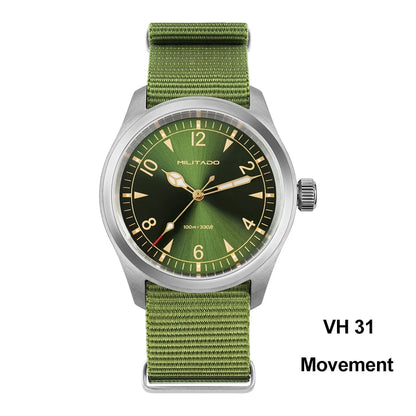 Militado ML08 Men’s Military Field Watch Ronda 515 Quartz, Sapphire Crystal, 10Bar Waterproof & Luminous