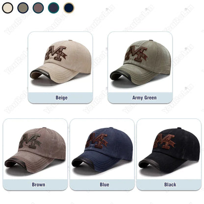 Spring and Autumn Washed Hats Mens Casual Old Baseball Caps Outdoor Embroidered Sun Hats