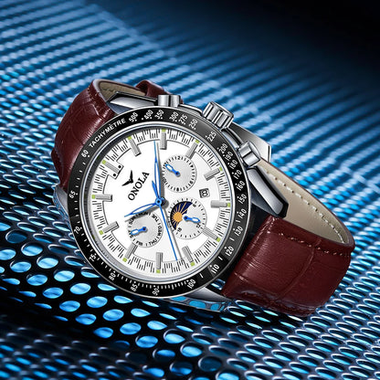 Mechanische Herrenuhr ONOLA – Luxuriöse Automatikuhr im lässigen Stil, mit Lederarmband und durchbrochenem Zifferblatt