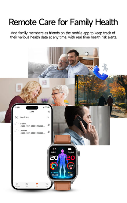 2026 New 650nm Laser Therapy Blood Fat Uric Acid Blood Pressure Smart Watch ECG+PPG Precise Health Monitor Smartwatches For Men