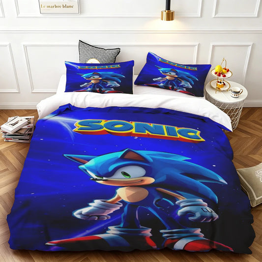 Popular Sonic Cartoon Role Characters Print Bedding Set Duvet Cover Comforter Bed Youth Kids Girl Boys Luxury Birthday Gift soft