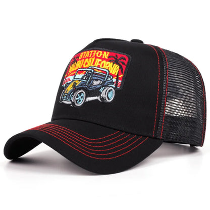 Trendi sas hímzésű baseball sapka férfiaknak és nőknek, nyári, lélegző hálós, snapback trucker sapka