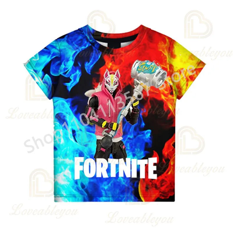 F-Fortnited T-Shirt für Jugendliche – Battle-Game-Shirt für Erwachsene, kurzärmeliges Sommer-T-Shirt für Teenager, Jungen und Mädchen