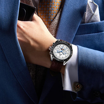 Mechanische Herrenuhr ONOLA – Luxuriöse Automatikuhr im lässigen Stil, mit Lederarmband und durchbrochenem Zifferblatt