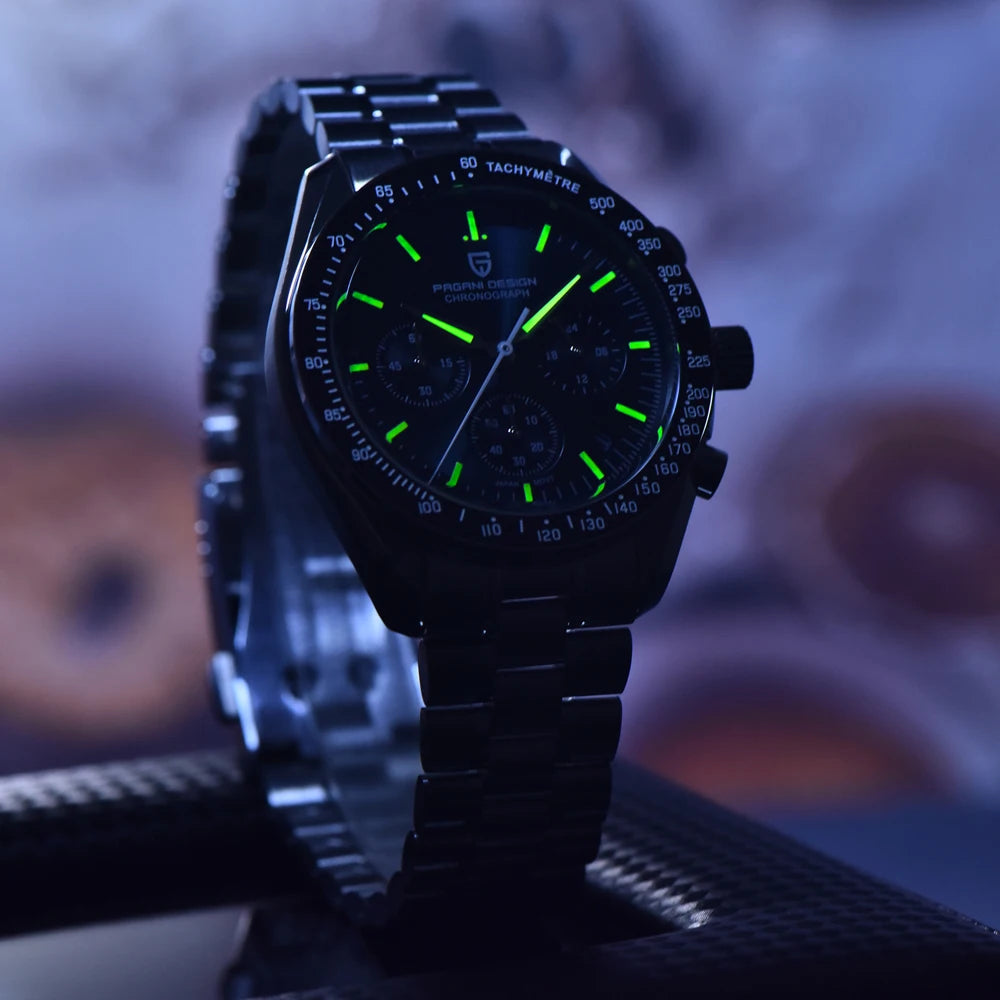 PAGANI DESIGN New AR Sapphire Quartz luxury men's watches 500 vitometer Circle Sport M 100 waterproof chronograph 316L all-steel Japan Movt Luminous man Watch