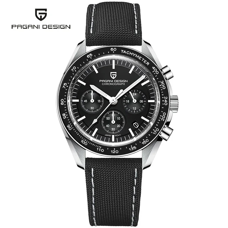 Montre pour homme PAGANI DESIGN (nouveau modèle V5 PD1701) – Chronographe sportif de type « Speed » à quartz, verre saphir avec traitement antireflet, étanche jusqu'à 100 mètres.