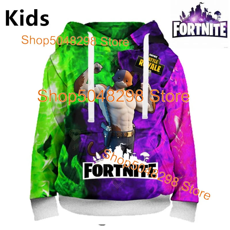 Hot Game Fortnite Hero Print Sweatshirt für Jungen und Mädchen, 3D-Kleidung, lässiger Kinder-Hoodie, für Kinder, Erwachsene, Herren und Damen, Frühlings- und Herbst-Pullover