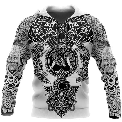 2023 New Autumn Men's Hoodie Wolf Print 3D Sweatshirts Urban Trendy All-Match Oversized Tops Poleron Hooded Clothes Men Clothing
