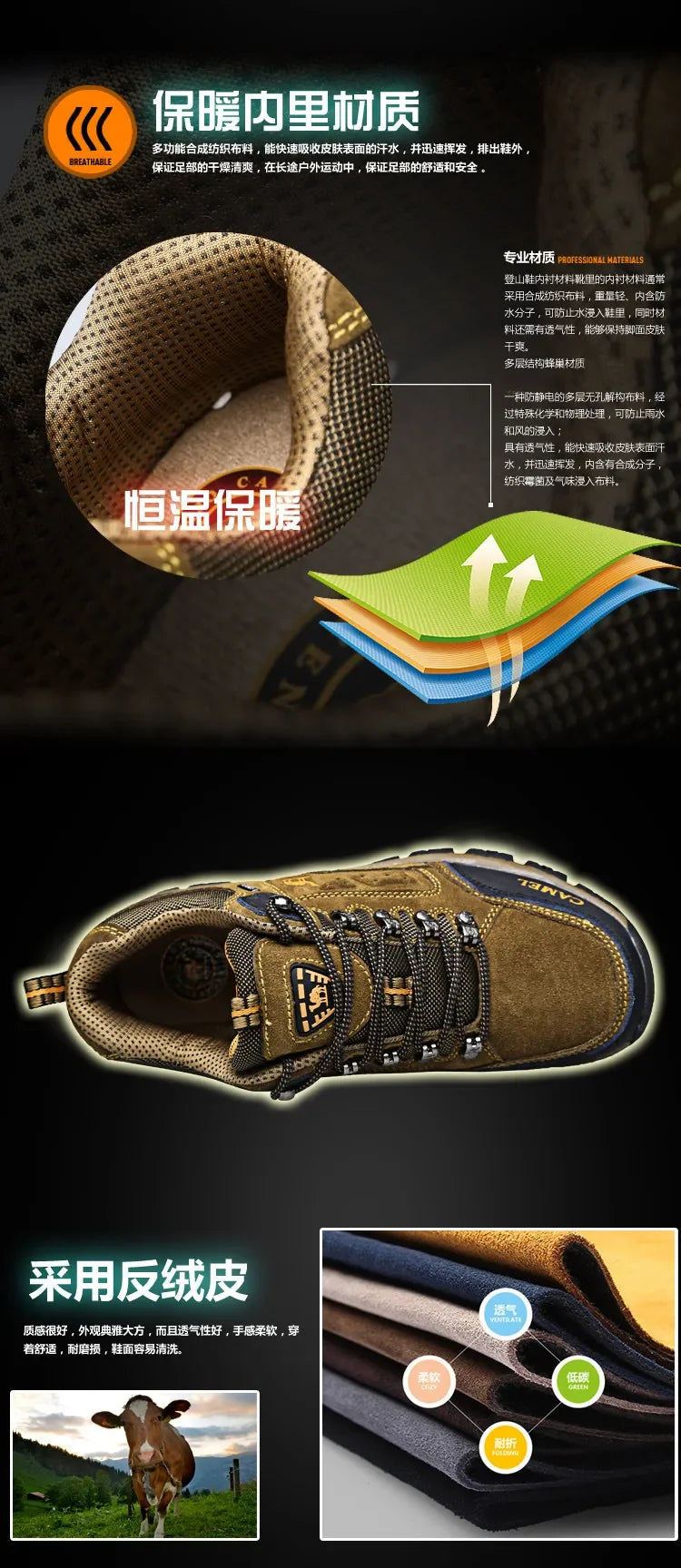 Herren-Wanderschuhe aus Veloursleder, Outdoor-Trail-Trekking-Sneaker, rutschfeste, atmungsaktive Kletterschuhe für Herren, Bergsportschuhe