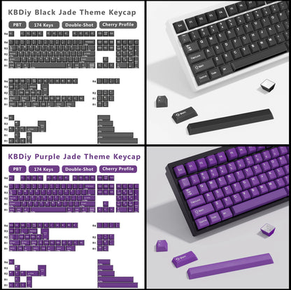 KBDiy GMK WOB Keycap Cherry Profile Double Shot PBT ISO 7u Black and White Keycaps For Mechanical Keyboard Retro Gaming Key Cap