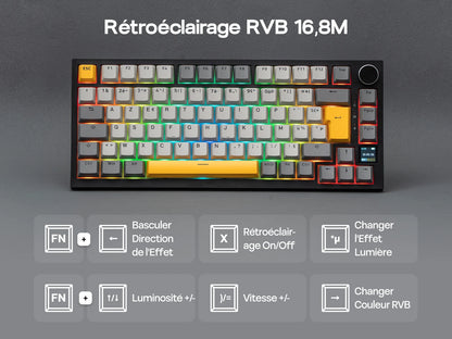 ISO-FR-Layout EPOMAKER X AJAZZ AK820 PRO 75% AZERTY Französisch Hot-Swap kabelgebundene/BT/2.4GHz kabellose mechanische Tastatur für Win/Mac/PC