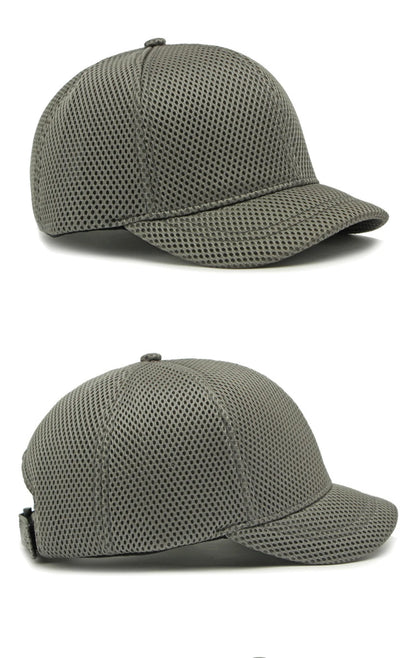 HT4828 5 cm Baseballkappe mit kurzer Krempe für Herren, 6-Panel-Baseballkappe, atmungsaktive Mesh-Trucker-Cap, Herren und Damen, einfarbig, schlichte Snapback-Cap