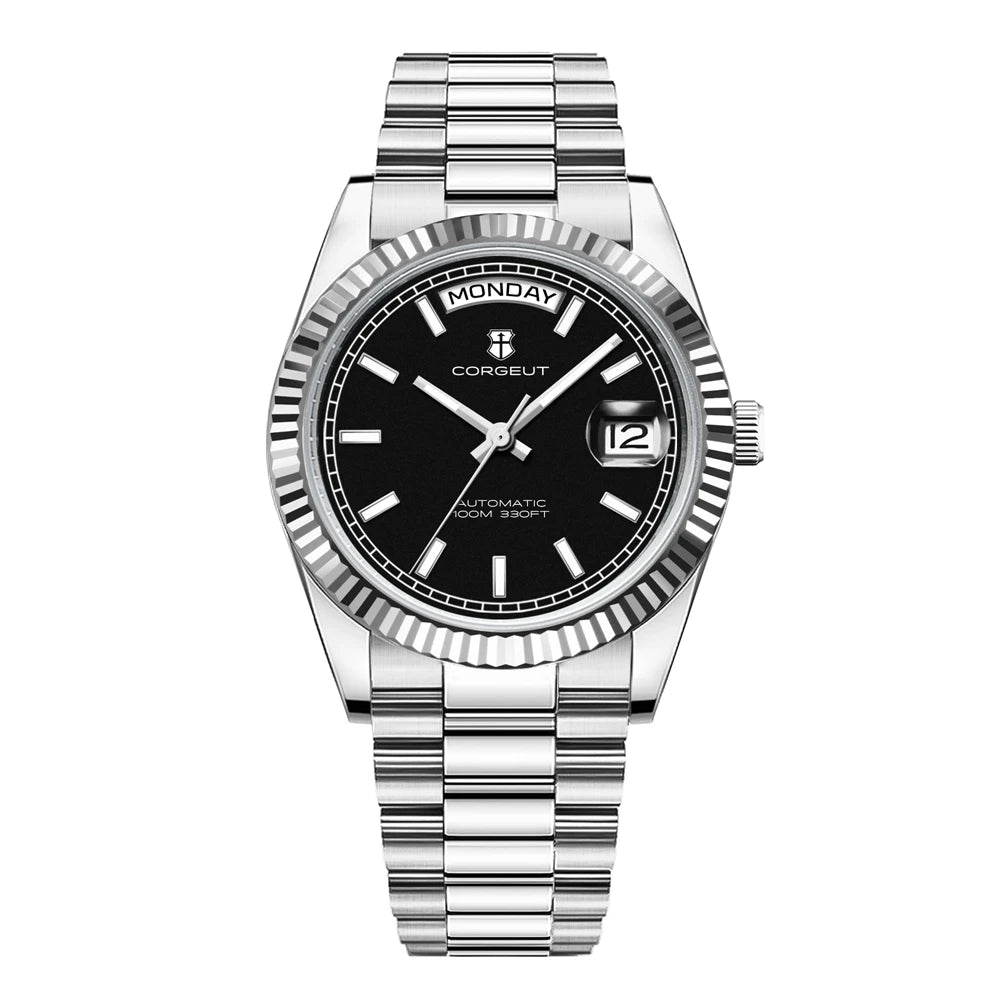 Luxury Corgeut 36MM Men Watch ST1644 Automatic Mechanical Wristwatch Sapphire Relogio Masculino 10BAR Day Swim dress Watches