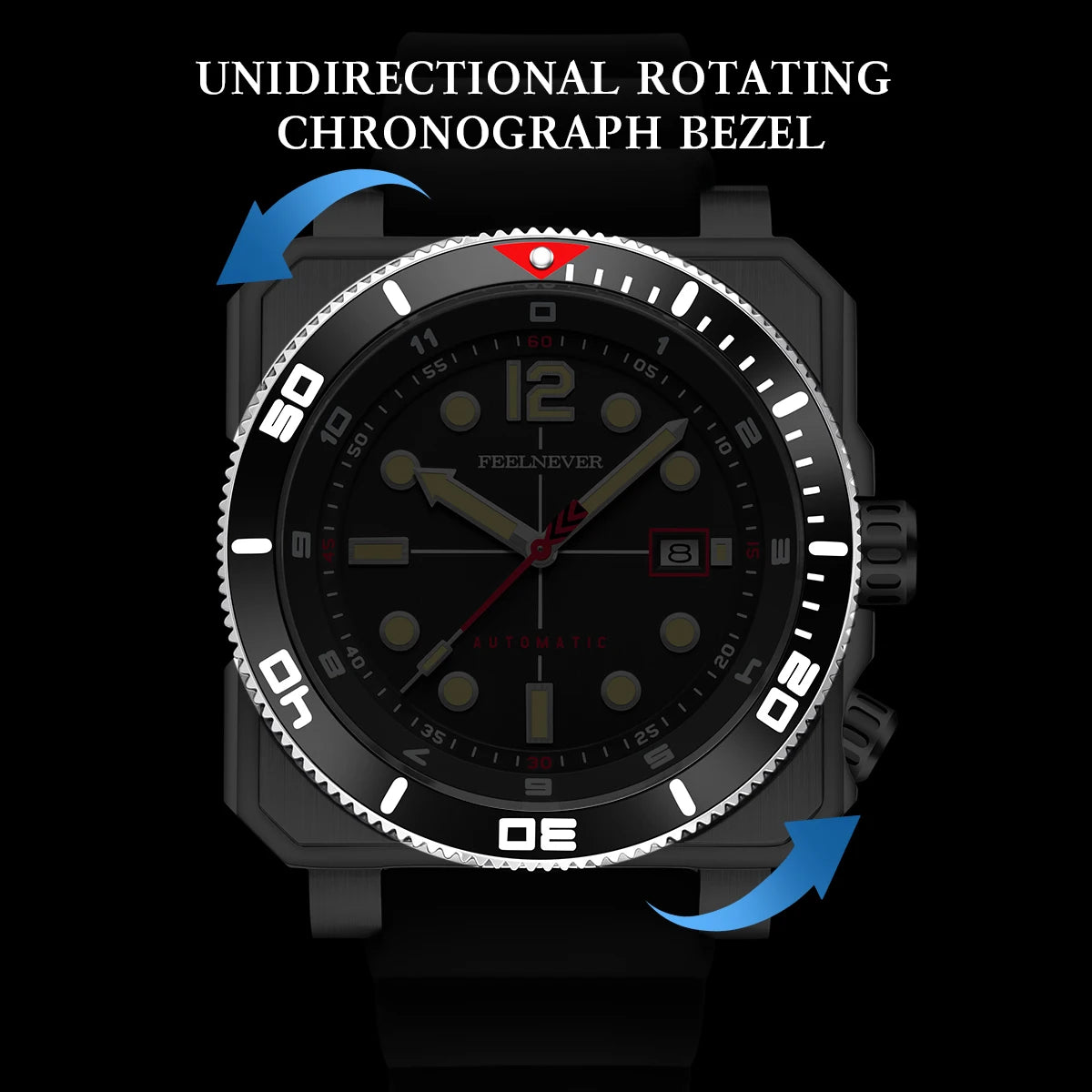 Reloj de buceo automático para hombre FeelNever 8215 con movimiento automático, superluminoso, acero 316, cristal de zafiro, reloj mecánico deportivo masculino