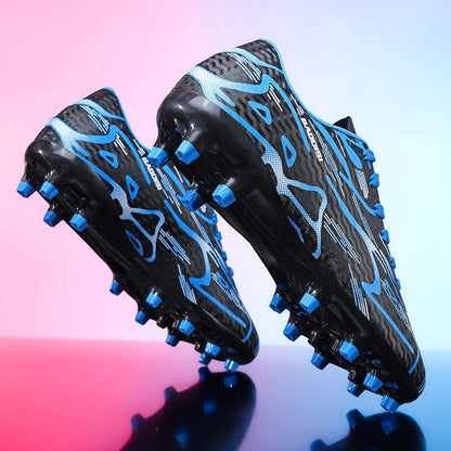Chaussures de football à crampons longs et basses, chaussures de sport respirantes et antidérapantes pour hommes, chaussures de sport résistantes à l'usure pour l'entraînement sur gazon naturel