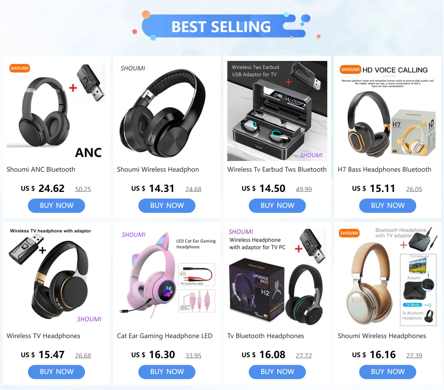 Wireless TV Headphones Bluetooth 5.0 USB Adaptor Stereo Headset Foldable Helmet Earbuds with Mic for Samsung  TV PC Music
