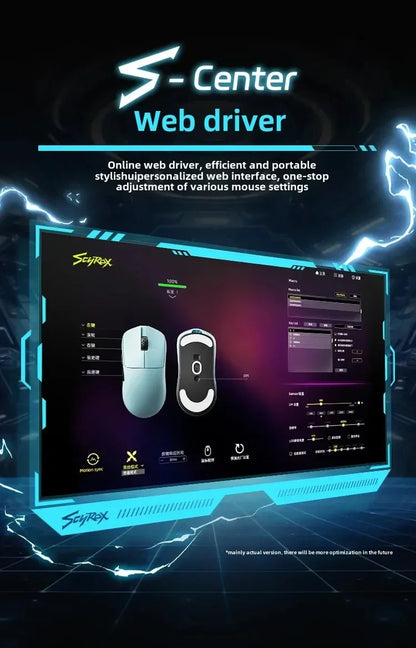 Rato sem fios esports SCYROX V6 não poroso 40g 750IPS com recetor 8k, resposta rápida, PixArt 3950, controlador web 8KHz de alta qualidade