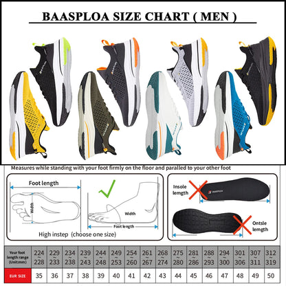 Pantofi de alergare ușori Baasploa pentru bărbați – Pantofi sport casual de designer, din plasă, cu șireturi, pentru bărbați, confortabili, pentru sporturi în aer liber și tenis