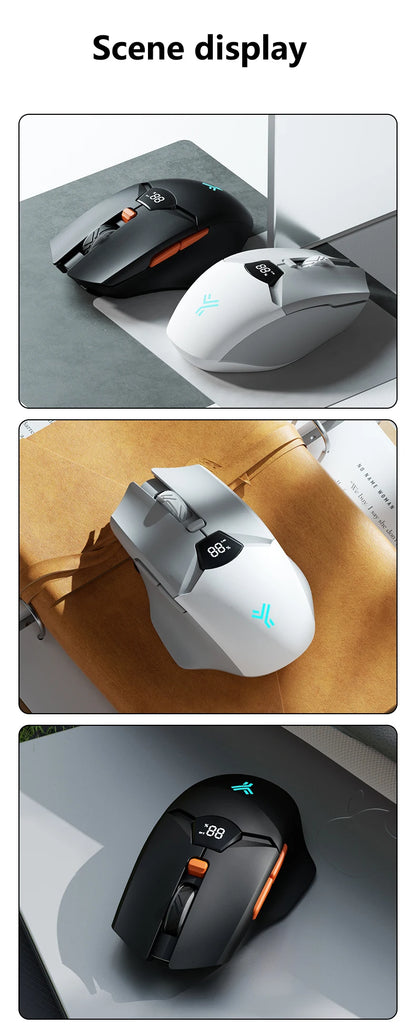 Warvank SX01 trådlös gamingmus med smart skärm, DPI-justering i 6 steg, 600mAh uppladdningsbar tyst Bluetooth-mus för kontor