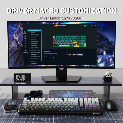 ATTACK SHARK X98 Full-size Wireless RGB Mechanical Keyboard Gasket Bluetooth/2.4G/Wired Hot Swappable NKRO 4000mAh Battery