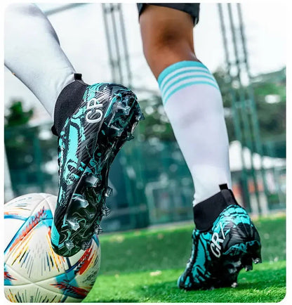 Unisex Teen Low Top Football Shoes Lightweight Elastic Sole Anti Slip Short Spikes Lawn Field Match Training Sneakers
