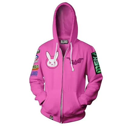 Anime Game Hoodie Sweatshirt 3D Printing Overwatch D.Va DJ Cosplay Costume Women Men Couple Hooded Jacket Top Clothing